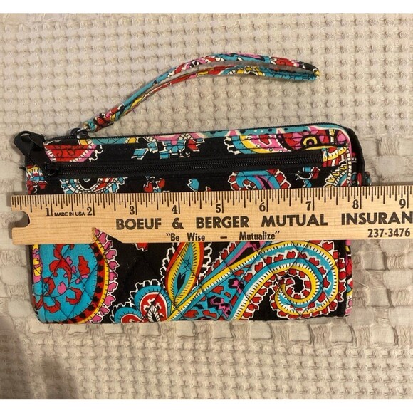 Vera Bradley Colorful Wallet Wristlet Top Zip w/ Wrist Strap 6 Credit Card Slots - Picture 9 of 12